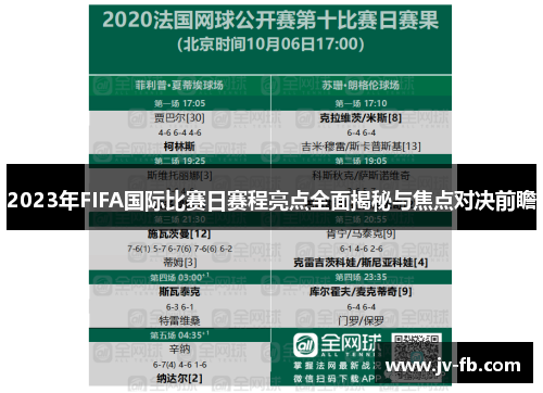 2023年FIFA国际比赛日赛程亮点全面揭秘与焦点对决前瞻